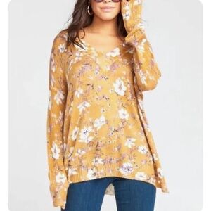 Show Me Your MuMu Yellow Cliffside Flirtin Floral Knit Oversized Sweater NWOT S‎